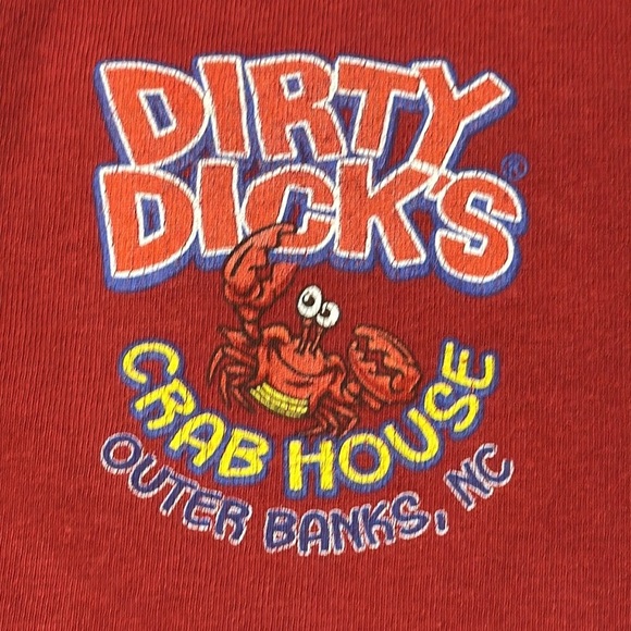 Anvil Other - DIRTY DICK’S Crab House Anvil Unisex Short Sleeve Red XL T-Shirt Outerbanks NC